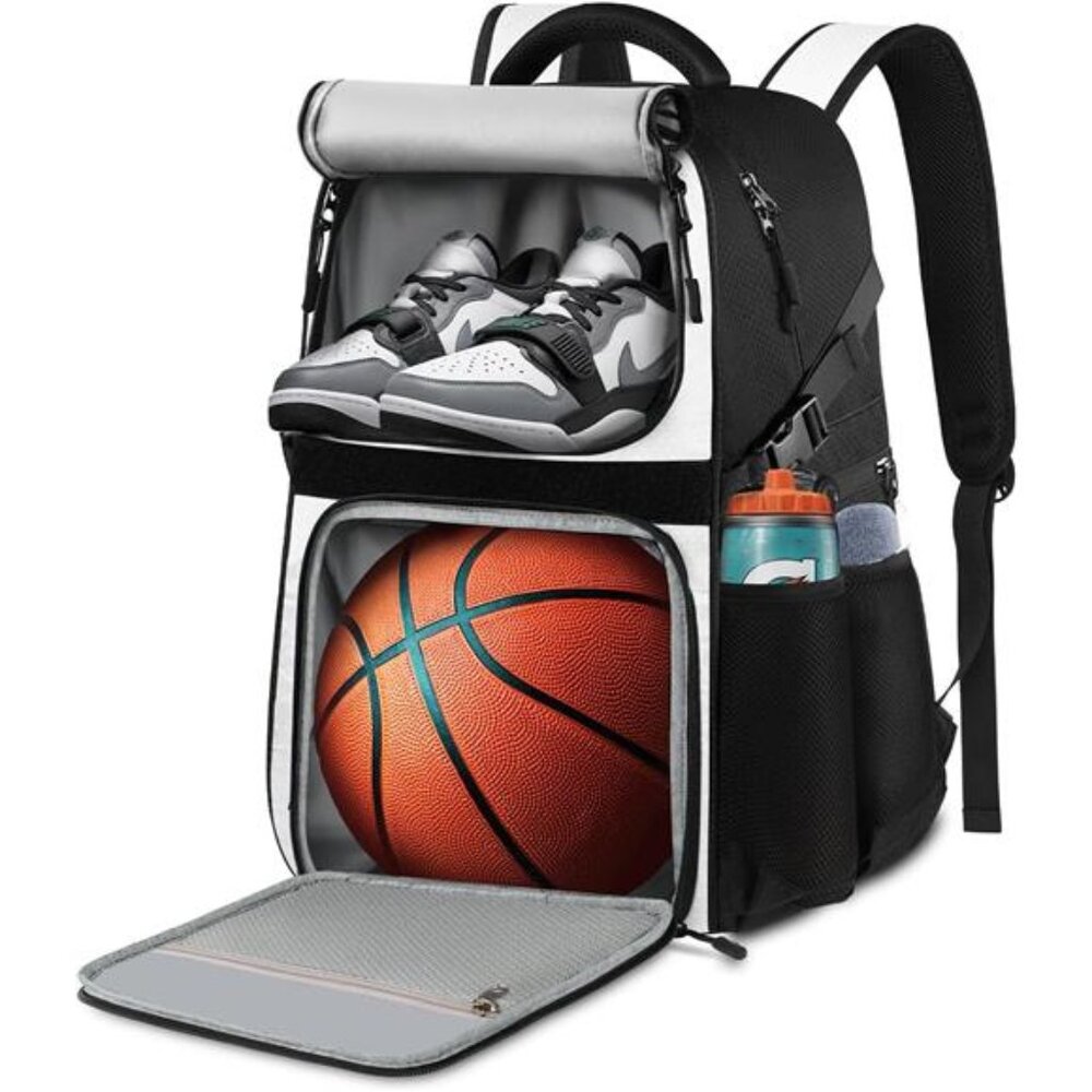 New Basketball Bag Backpack with Ball Holder Shoes Compartment, Large Basketball